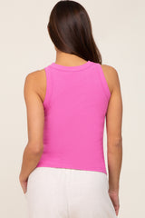 Pink Ribbed Basic Maternity Tank Top