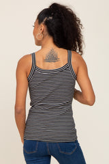 Black Striped Ribbed Tank Top