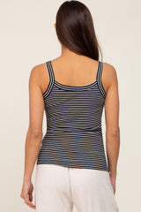 Black Striped Ribbed Maternity Tank Top