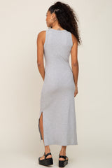 Heather Grey Ribbed Side Slit Tank Dress