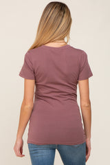 Dark Burgundy Basic V-Neck Maternity Tee