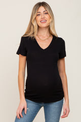 Black Basic V-Neck Maternity Tee