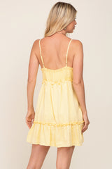 Yellow Strapless Ruffle Accent Mini Dress