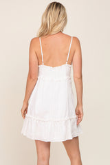 Ivory Strapless Ruffle Accent Mini Dress