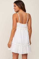 Ivory Strapless Ruffle Accent Maternity Mini Dress