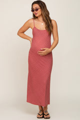 Rust Ditsy Floral Print Sleeveless Maternity Maxi