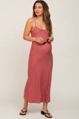 Rust Ditsy Floral Print Sleeveless Maternity Maxi