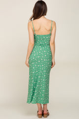 Green Floral Sleeveless Maternity Maxi Dress