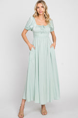 Mint Puff Sleeve Maxi Dress