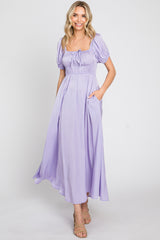 Lavender Puff Sleeve Maxi Dress