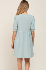 Light Green High Neck Puff Sleeve Maternity Dress