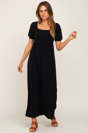 Black Puff Sleeve Maxi Dress