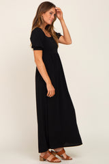 Black Puff Sleeve Maxi Dress