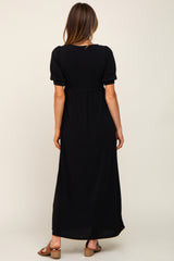 Black Puff Sleeve Maxi Dress