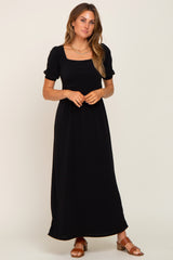 Black Puff Sleeve Maxi Dress