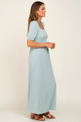 Light Green Puff Sleeve Maxi Dress