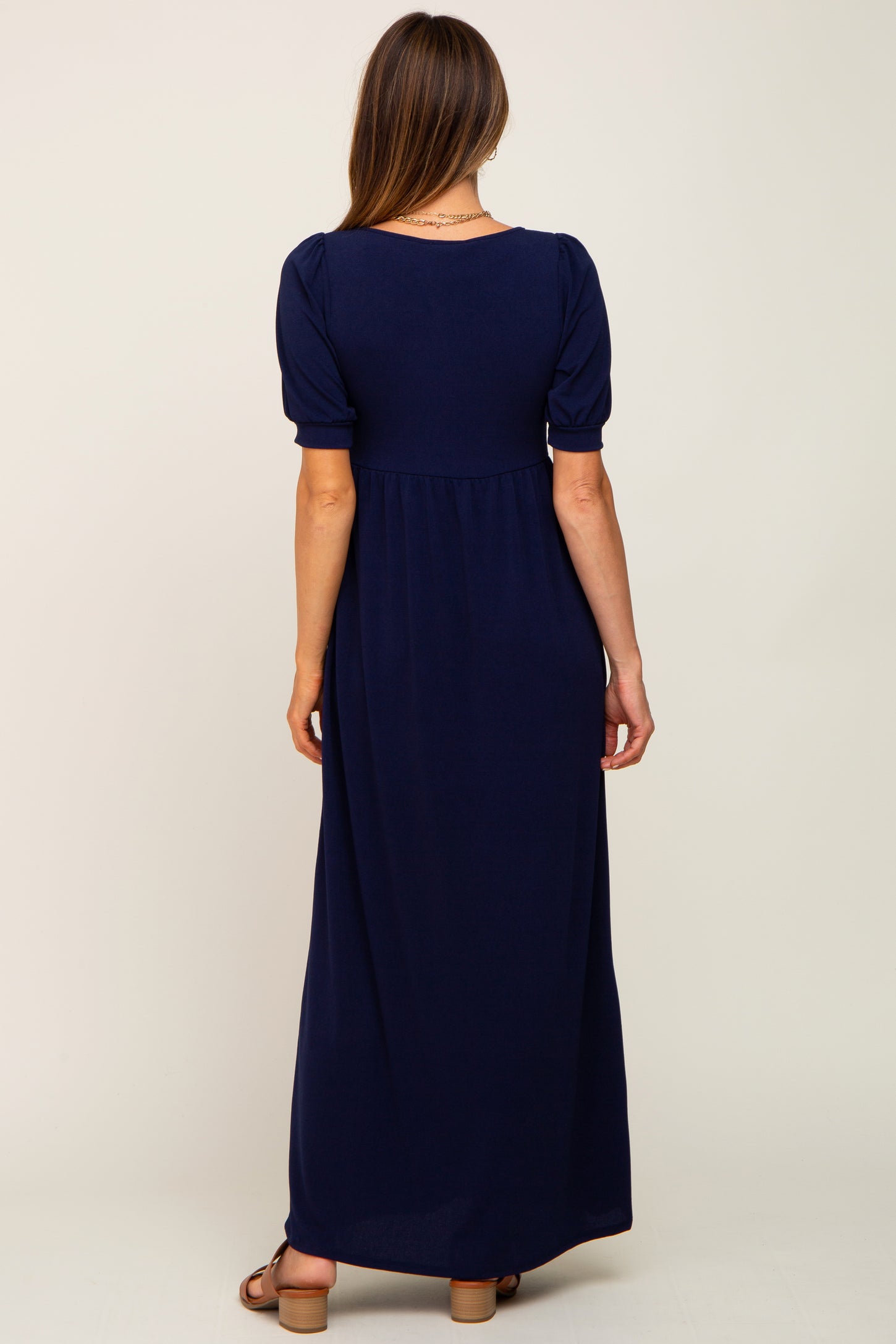 Navy Puff Sleeve Maxi Dress – PinkBlush