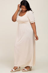 Cream Puff Sleeve Maxi Plus Dress