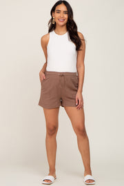 Mocha Drawstring Maternity Shorts