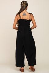 Black Sleeveless Cropped Jumpsuit