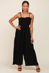 Black Sleeveless Cropped Jumpsuit