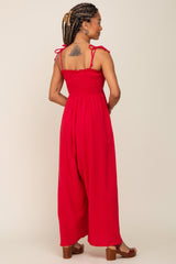 Red Sleeveless Cropped Jumpsuit