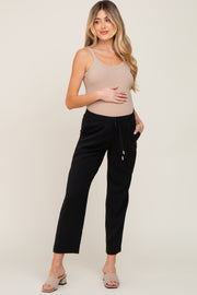 Black Drawstring Maternity Dress Pants