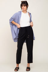 Black Drawstring Maternity Dress Pants