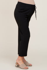 Black Drawstring Maternity Dress Pants