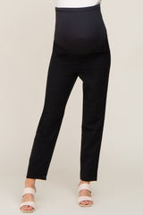 Black Basic Slim Straight Leg Maternity Dress Pants