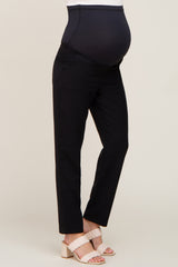 Black Basic Slim Straight Leg Maternity Dress Pants