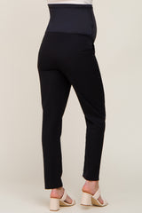 Black Basic Slim Straight Leg Maternity Dress Pants