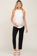 Black Basic Slim Straight Leg Maternity Dress Pants