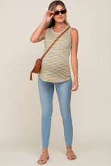 Light Blue Raw Hem Maternity Skinny Jeans