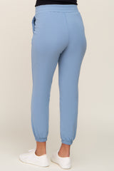 Blue Basic Pocketed Maternity Sweatpants