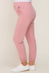 Pink Basic Pocketed Maternity Sweatpants