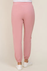 Pink Basic Pocketed Maternity Sweatpants