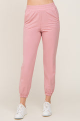 Pink Basic Pocketed Sweatpants