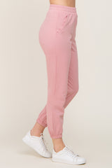 Pink Basic Pocketed Sweatpants