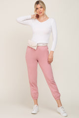 Pink Basic Pocketed Sweatpants