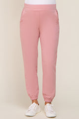 Pink Basic Pocketed Maternity Sweatpants