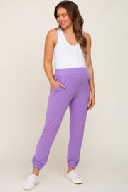 Lavender Basic Pocketed Maternity Sweatpants