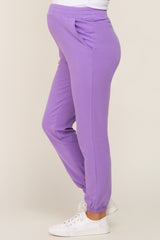 Lavender Basic Pocketed Maternity Sweatpants