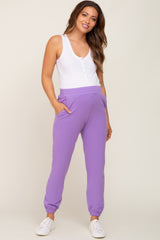 Lavender Basic Pocketed Maternity Sweatpants