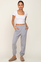 Heather Grey Basic Pocketed Sweatpants