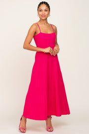 Fuchsia Rib Knit Sleeveless Maxi Dress