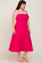 Fuchsia Rib Knit Sleeveless Plus Maxi Dress