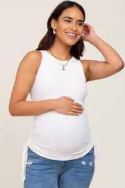 Ivory Ruched Tie Maternity Tank Top