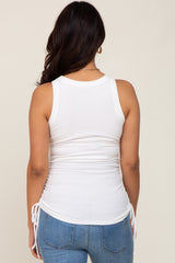 Ivory Ruched Tie Maternity Tank Top