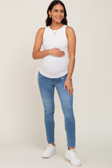 Ivory Ruched Tie Maternity Tank Top